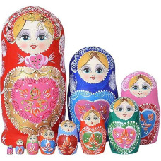 Yakelus Russian Nesting Dolls For Kids Matryoshka Doll 10Pcs Handmade