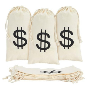 Juvale Drawstring Money Bags For Casino Theme Poker Party (12 Pack) - Casino Party Decorations & Poker Night Decorations - Money Party Bags