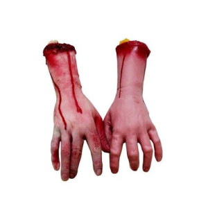 Xonor Halloween Human Arm Plastic Soft Hands Bloody Dead Body Parts Haunted Halloween Decorations, 2-Pieces (Left And Right)