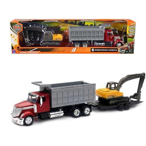 NewRay 1:43 Diecast Dump Truck & Excavator - Red