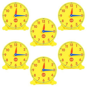 Edxeducation Student Clocks - Set Of 6 - Clock For Kids Learning To Tell Time - Analog Clocks With Movable Hands To Teach Children Minute And Hour Relationships