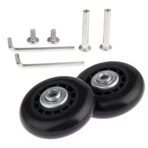 Mtsooning 2 Sets Luggage Wheel Replacement Kit, 60X17Mm Rubber Swivel Caster Wheels, Suitcase Bearings Repair Wheels With Screws Axles Wrench Bearings,Inline Outdoor Skate Wheels