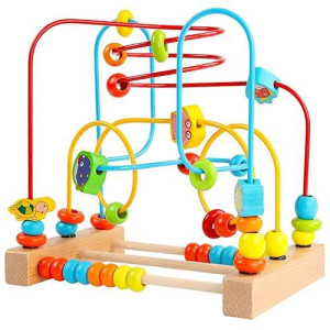 Timy First Bead Maze Roller Coaster Wooden Educational Circle Toy For Toddlers