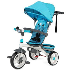 Costzon Tricycle For Toddlers, 6 In 1 Trike W/Parent Handle, Adjustable Canopy, Storage, Safety Harness & Wheel Brakes, Baby Push Tricycle Stroller For Kids Boys Girls Aged 9 Month-5 Years Old, Blue