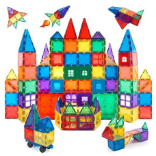 Children Hub 100Pcs Magnetic Tiles Set - Educational 3D Magnet Building Blocks - Building Construction Toys For Kids - Upgraded Version With Strong Magnets - Creativity, Imagination, Inspiration