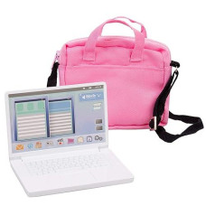 Metal Computer Laptop W Carrying Bag Made For 18" Dolls - Durable Metal Construction W Detailed Display & Pink Accessory Case Compatible With 18" American Girl Doll- Valentine'S Day Gift Set For Girls