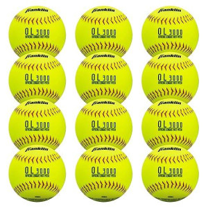 Franklin Sports Official Game Softballs - Ol3000 Fastpitch + Slowpitch 12" Inch Yellow Softballs - Official Size + Weight Tournament Balls For Practice + Games - 1 Pack + 12 Ball Bulk Packs