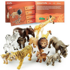 Boley Jungle Safari Animal Set - 12-Piece Detailed Wildlife Figures For Educational Play - Durable Kids Toys Including Elephants, Giraffe, Lion, Tiger, Zebra - Ideal For Party Favors & Classroom