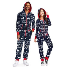 Tipsy Elves Women's Navy Blue Ugly Christmas Sweater Jumpsuit