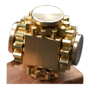 Bitopbi Pure Brass Fidget Cube Fidget Spinner Gears Linkage Fidget Toy Hand Spinner Metal Diy Edc Focus Meditation Break Bad Habits Adhd (Brass)