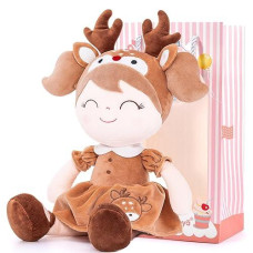 Gloveleya 15" Brown Deer Plush Baby Doll Gift for Kids