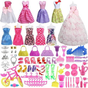 Sotogo 85 Pieces Doll Sotogo 85 Pieces Doll Clothes And Accessories For 11.5 Inch Girl Doll Clothes Include 10 Sets Girl Doll Fashion Clothes And 75 Pieces Doll Accessories