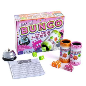 Continuum Games Box Of Bunco Game Party Box For Ladies Night With The Girls, Adult Games For 2-12 Players With 3 Sets Of Bunco Dice, Bell, And Score Pad For Ladies Night Games, Bunco Gifts For Women