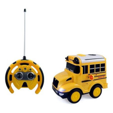 Az Trading & Import Ps26A School Bus Rc Toy Car For Kids With Steering Wheel Remote, Lights & Sounds