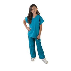 Natural Uniforms Childrens Scrub Set-Soft Touch-Role Play Costume Set (Teal, 12/14)