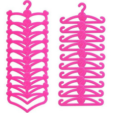 Bjdbus 62 Pcs Pink Plastic Hangers For 11.5 Inch Doll Clothes Gown Dress Outfit Holders Accessories