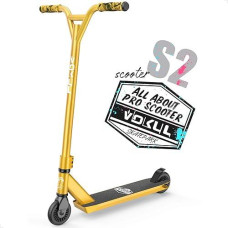 Vokul Gold Pro Stunt Scooter - Entry Level Tricks Freestyle Pro Scooter For Age 6 Up Kids,Boys,Girls - Reinforced 20" L4.1 W Deck(Gold)