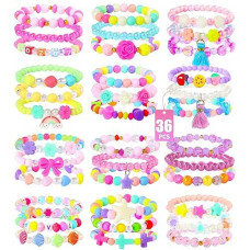 PinkSheep Toddler Bracelets for Girls - 36 Pcs Pink Jewelry