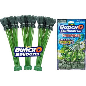 Bunch O Balloons 100 Grenade Rapid-Filling Self-Sealing Water Balloons By Zuru, (Model: 56112Q), Green