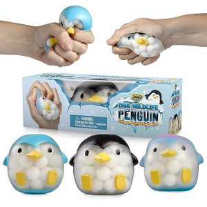 Dna Balls Penguin Stress Balls By Yoya Toys (3-Pack) - Stimulating, Calming Squishy Sensory And Fidget Toys For Kids And Adults - Ideal For Autism, Adhd, Fidgeting, And Breaking Bad Habits