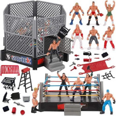 Toyvelt Wwe Ring Playset With 32-Piece Wrestling Action Figures For Boys 8-12 Playset, Safe And Durable Wwe Toys, Comes With Wrestling Ring, Realistic Action Figures