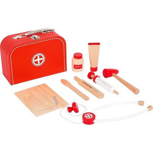 Small Foot Wooden Toys Doctor'S Kit Play Set Incl. Syringe, Stethoscope, Thermometer And Much More Designed For Children Ages 3+ Years