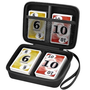 Cards Holder Case Compatible With Pm Tcg Cards/For Skyjo/For Five Crowns/For Uno/For Phase 10 Playing Cards, Card Game Storage Organizer Holds Up To 400 Cards - Black (Box Only)