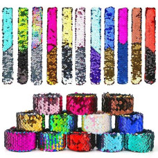 Vgoodall 24Pcs Slap Bracelet,Kids Squin Bracelet Mermaid Bracelet Flip Wristband Bracelet Kids Birthday Party Favors Supplies