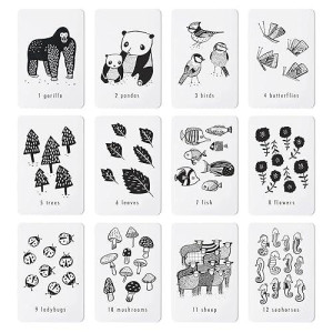 Wee Gallery Nature Number Cards, Educational Number Flashcards For Kids, Baby, Toddler, Black And White Animals And Numbers, Counting And Learning Cards For Visual Stimulation, Cognitive Development