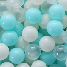 Playmaty 100 Pieces Colorful Pit Balls Phthalate Free Bpa Free Plastic Ocean Balls Crush Proof Stress Balls For Kids Playhouse Ball Pool Pit Accessories 2.1 Inches (100 Balls-Light Blue)