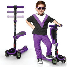 SKIDEE Purple Kick Scooter for Kids 3-12, Adjustable Height