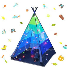 Limitlessfunn Teepee Kids Play Tent | Includes Star Lights & Carrying Case |, Children Indoor Playhouse For Boys, Toddlers, 42" D X 42" W X 60" H