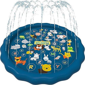 Splashez 3-In-1 Splash Pad, Sprinkler For Kids & Baby Pool For Learning - Toddler Sprinkler Pool, 60’’ Outside Water Toys - “From A To Z” Outdoor Play Mat For Babies & Toddlers