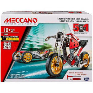 Meccano, 5-In-1 Street Fighter Bike, S.T.E.A.M. Building Kit, For Ages 10 And Up