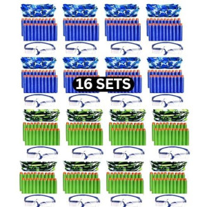 wishery Nerf Party Supplies - 16 Kids Bulk Pack Darts & Gear