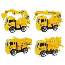 PowerTRC Friction Powered Construction Trucks Set with Crane & Mixer