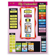 Zazzykid Magnetic Calendar & Weather Chart For Kids - Preschool Daily Calendar Learning For Days Of The Week, Months, Weather & Season Pink