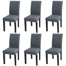 YISUN Dark Gray Stretch Dining Chair Covers - 6 PCS Removable