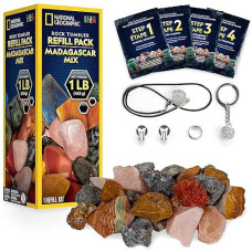 National Geographic Rock Tumbler Refill Kit - 1 Lb. Madagascar Rocks For Tumbling- Rock Tumbler Supplies Include Rock Tumbler Grit And Jewelry Accessories