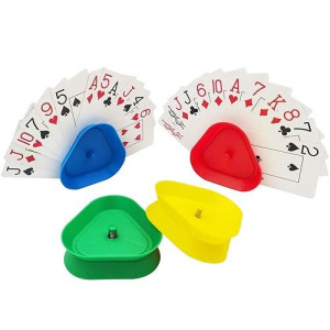 Yuanhe Playing Card Games Holder - 4Pack Little Hands Cards Tray For Kids, Seniors,Hands Free Cards Holders For Cards Game, Poker Parties, Family Card Game Nights