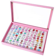 Sotogo 100 Pieces Little Girl Rings Jewelry Rings Girl Pretend Play Rings And Dress Up Rings, Little Girls Gift