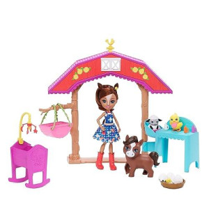 Enchantimals Barnyard Nursery Playset With Haydie Horse Small Doll (6-Inch), Trotter Horse, 3 Additional Animal Figures & 10+ Accessories