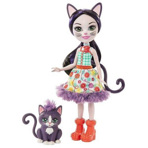 Enchantimals Ciesta Cat Doll With Climber Figure, 6-Inch Small Doll With Removable Shirt & Accessories