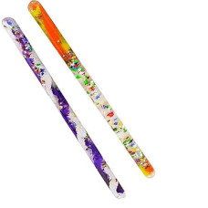 Glitter Wand, Spiral Multicolored Magic Wonder Wand Tube - For Kids, Sensory Room,12" Wonder Wand 2 Wands(Yellow/Orange, Purple/White)