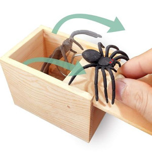 Giioasa Rubber Spider Prank Surprise Box，Handcrafted Wooden Surprise Box, Fun Practical Surprise Joke Boxes,Spiderbox-Single