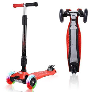 3 Wheel Scooter For Kids Ages 6-12,Kids Scooter With Light Up Wheels, Sturdy Deck Design, And 4 Height Adjustable Suitable For Kids Ages 3-12