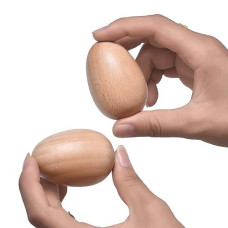 Wood Egg Shakers Set, Musical Percussion Instruments, Natural Finish (2 Pcs)