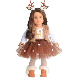 Sweet Dolly 18" Doll Christmas Deer Costume Tutu Dress