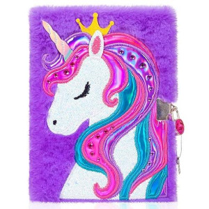 Unicorn Diary For Girls With Lock, Plush Unicorn Toys Gift For Teen Girls, Kids Unicorn Writing Journal Notebook, Birthday Gifts For Little Girls Ages 5 6 7 8 9 10-12 Year Old