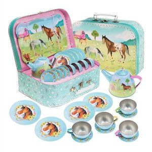 Jewelkeeper Blue Tea Set for Kids - 15 Pcs with Carry Case